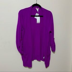 J Crew Cashmere purple cardigan NWT L
